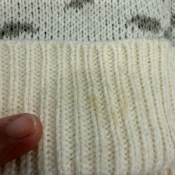 Cloud Chaser leopard print boho sweater cream black gray fringe frayed hems Med - Picture 10 of 10